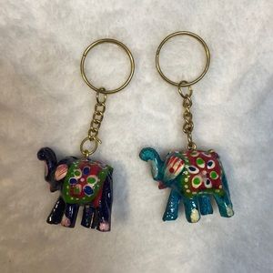 Free with Purchase Painted Wooden Elephant Gold Keychains